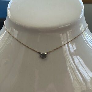 La Foret handmade necklace, gold plated sterling silver, purple stone, like new